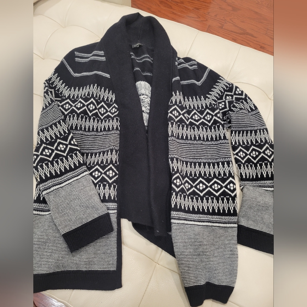 Talbots Fair Isle Shawl Collar Open Sweater